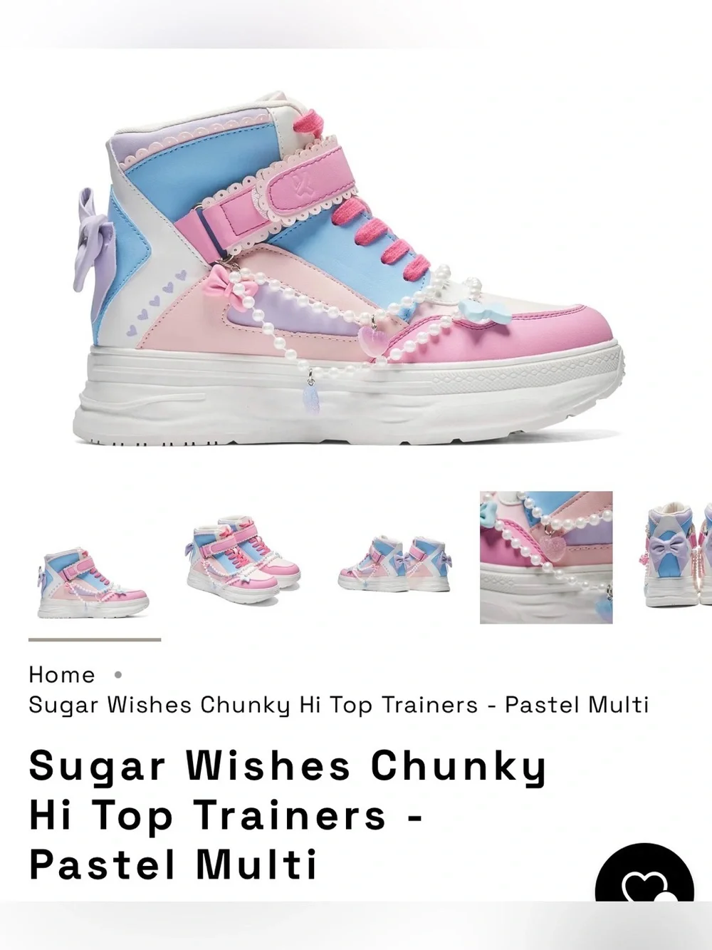 Sugar Wishes Chunky Hi Top Trainers - Pastel Multi - UK size 4 EU 37 US 6.5
